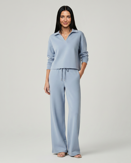 Relaxed Two-Piece Set With Wide-Leg Pants