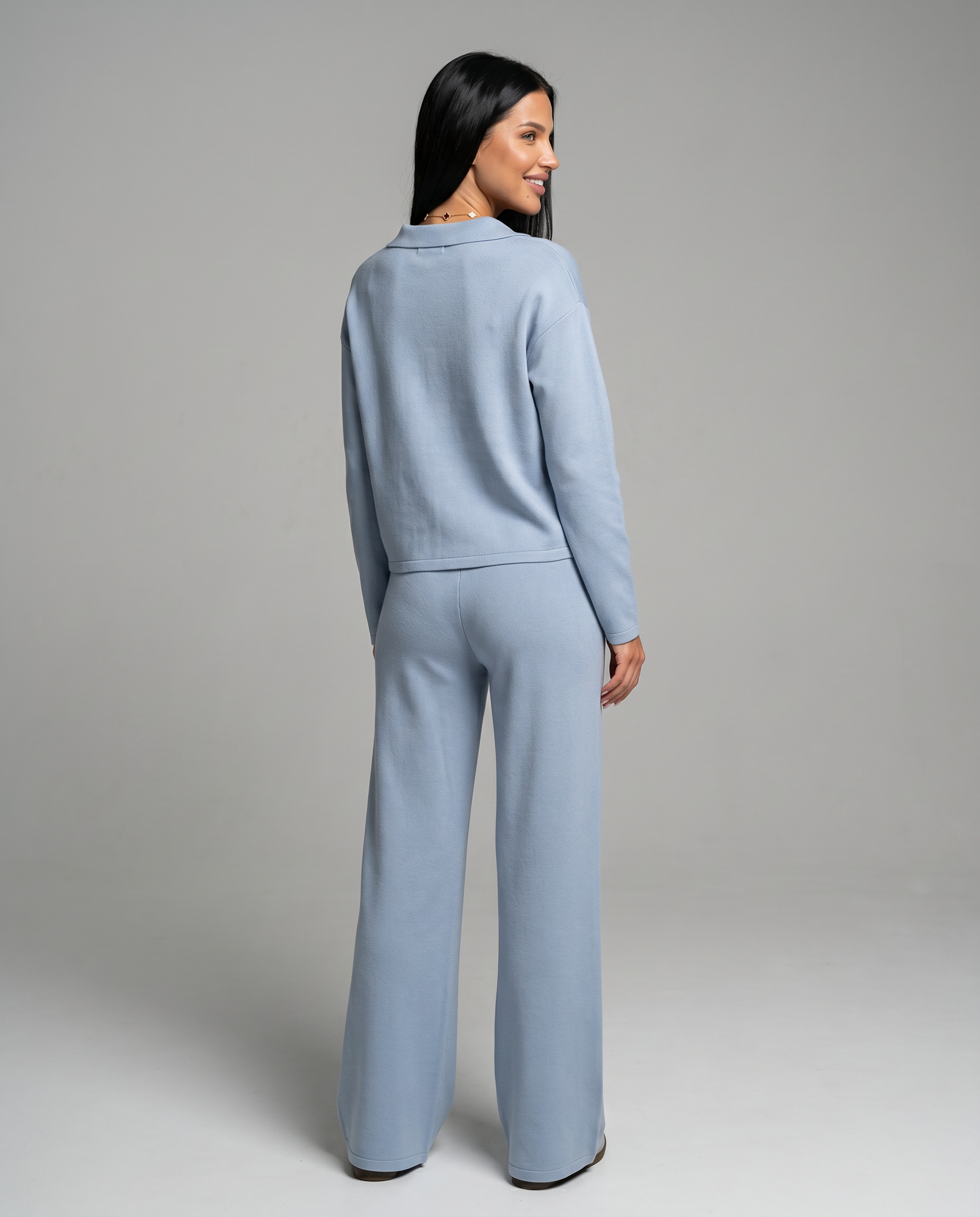 Relaxed Two-Piece Set With Wide-Leg Pants