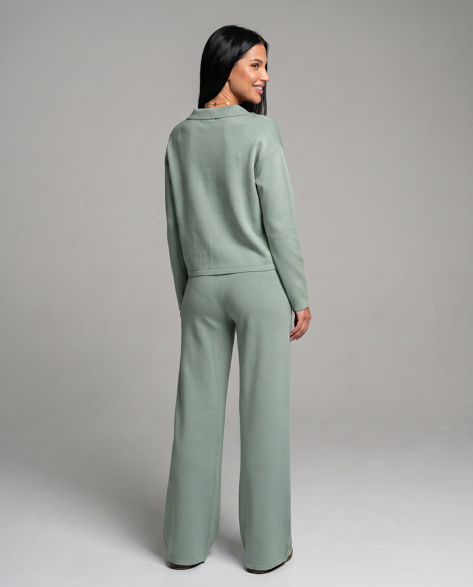 Relaxed Two-Piece Set With Wide-Leg Pants