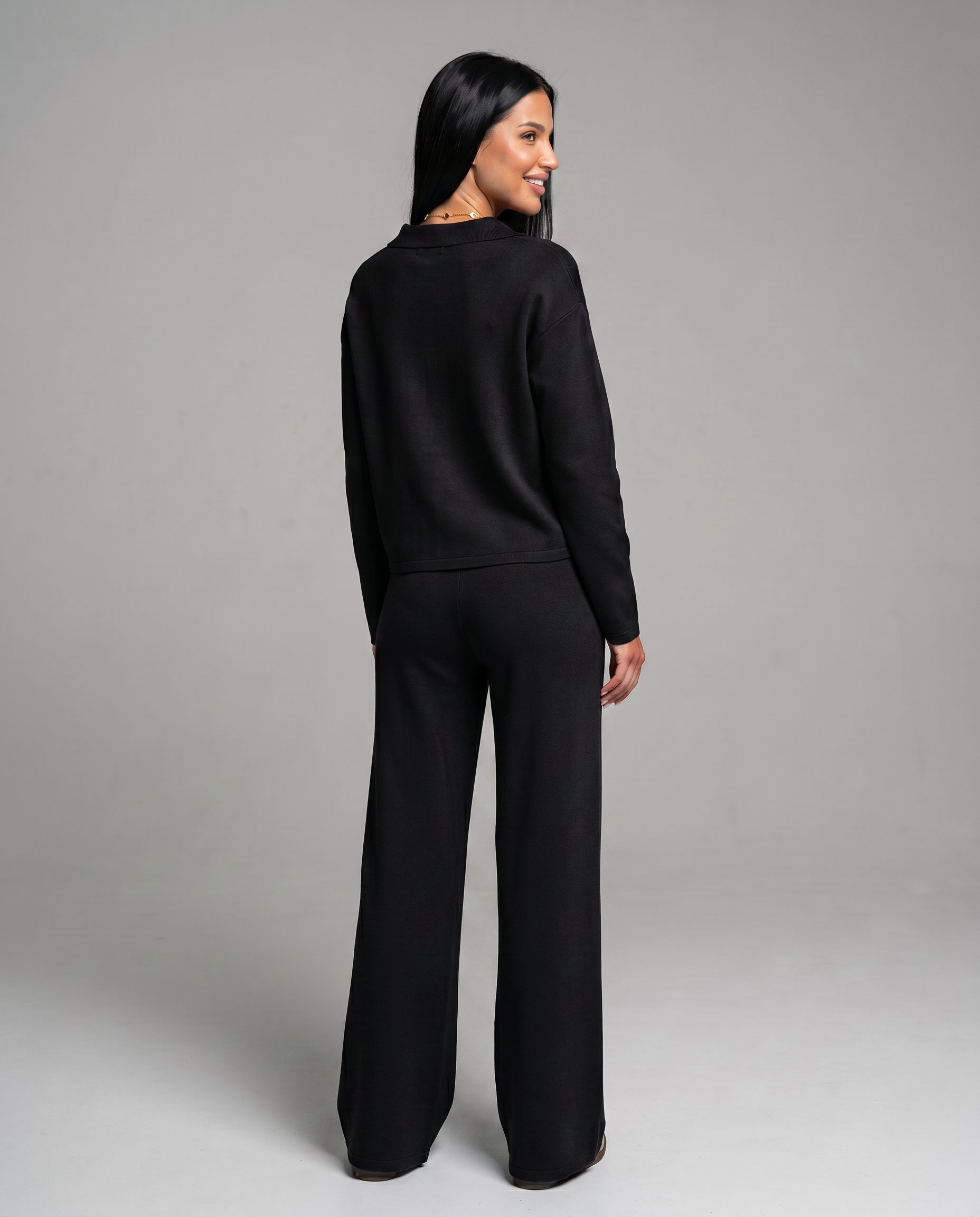 Relaxed Two-Piece Set With Wide-Leg Pants