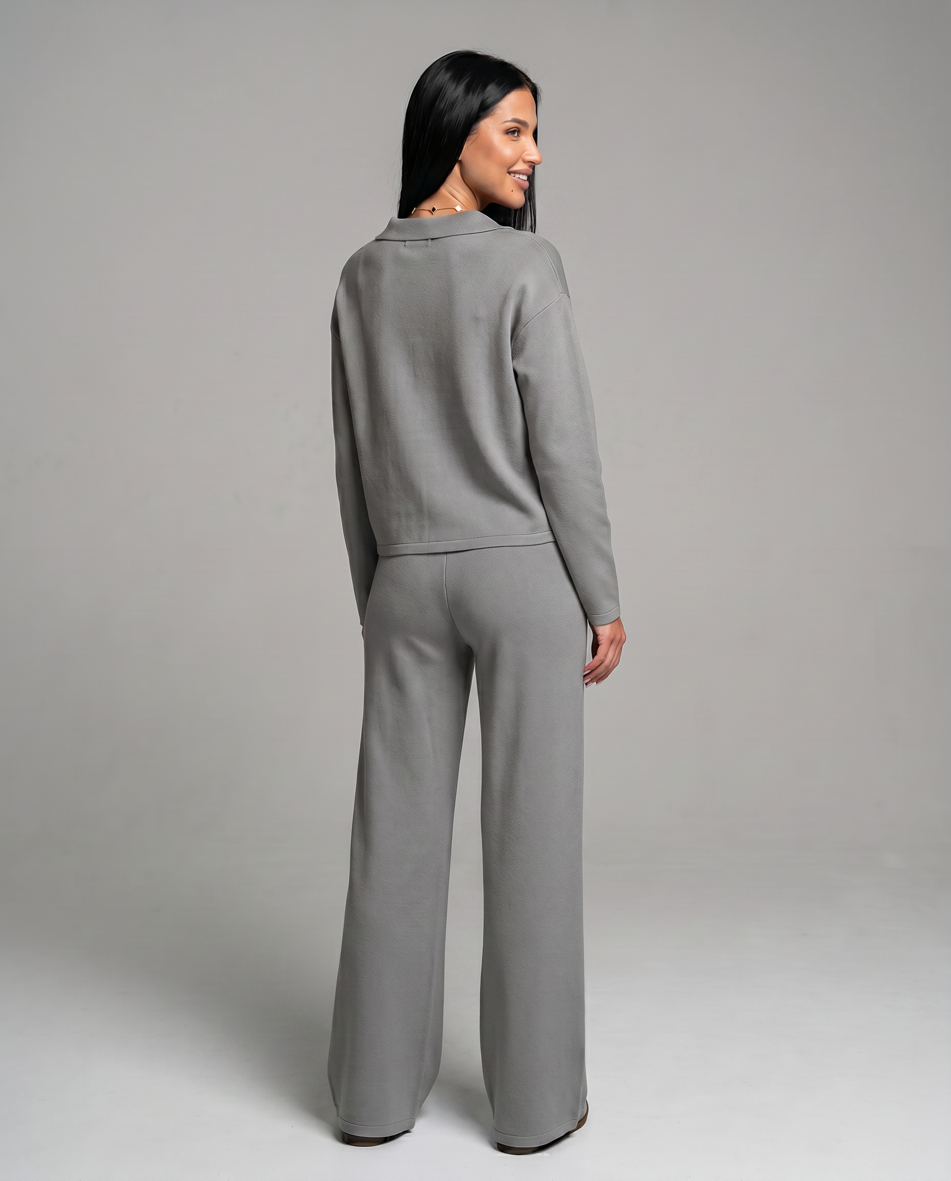 Relaxed Two-Piece Set With Wide-Leg Pants