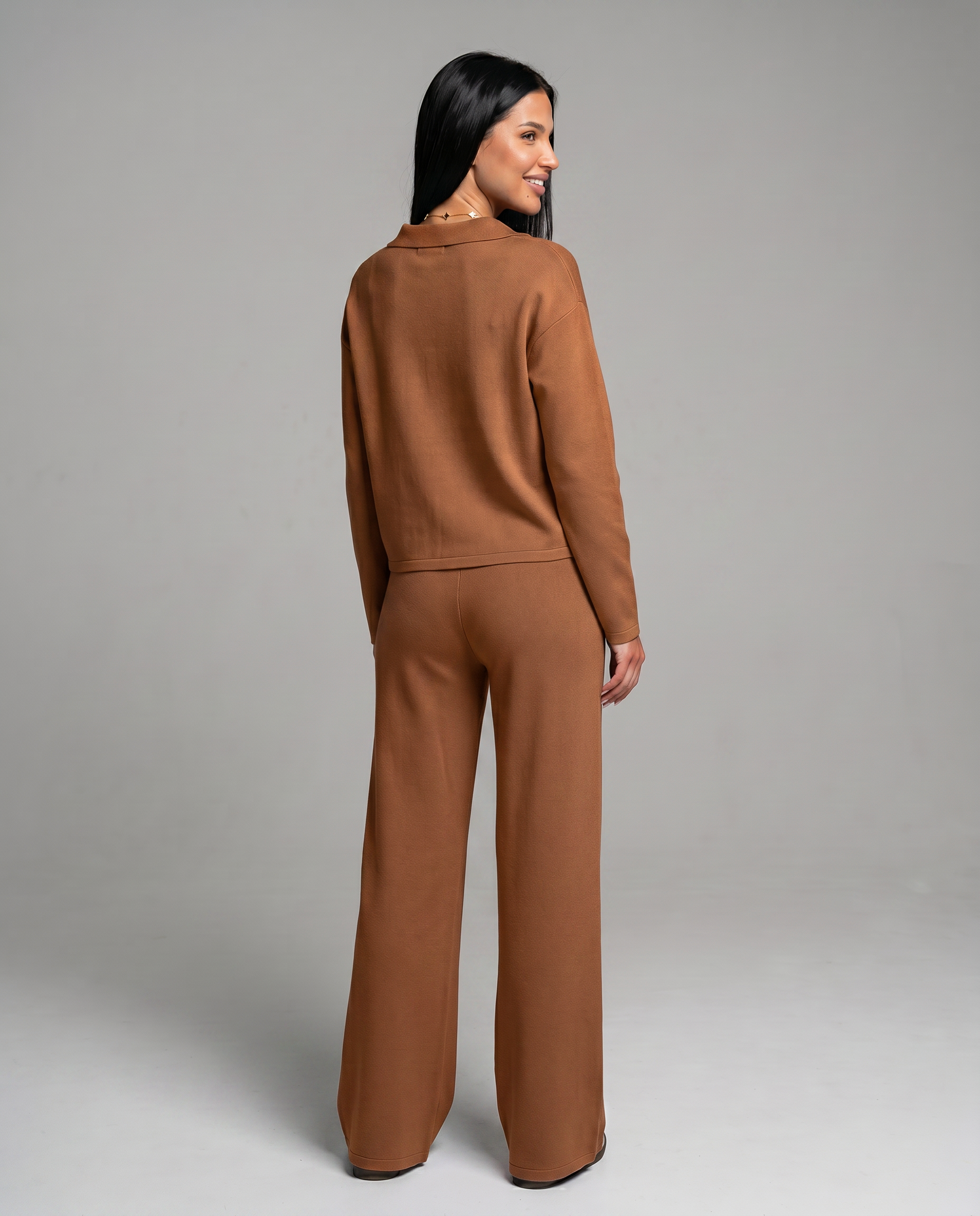 Relaxed Two-Piece Set With Wide-Leg Pants