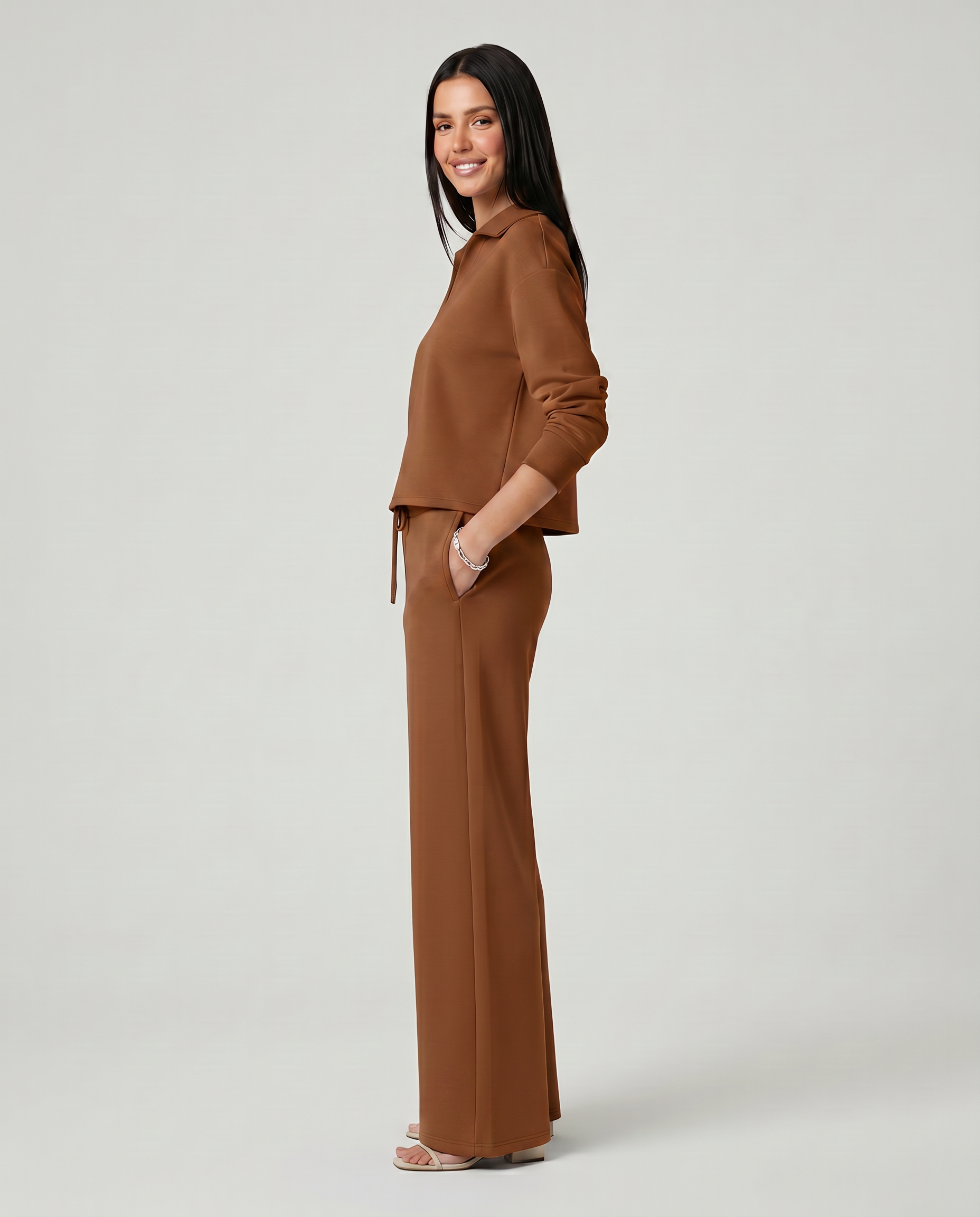 Relaxed Two-Piece Set With Wide-Leg Pants