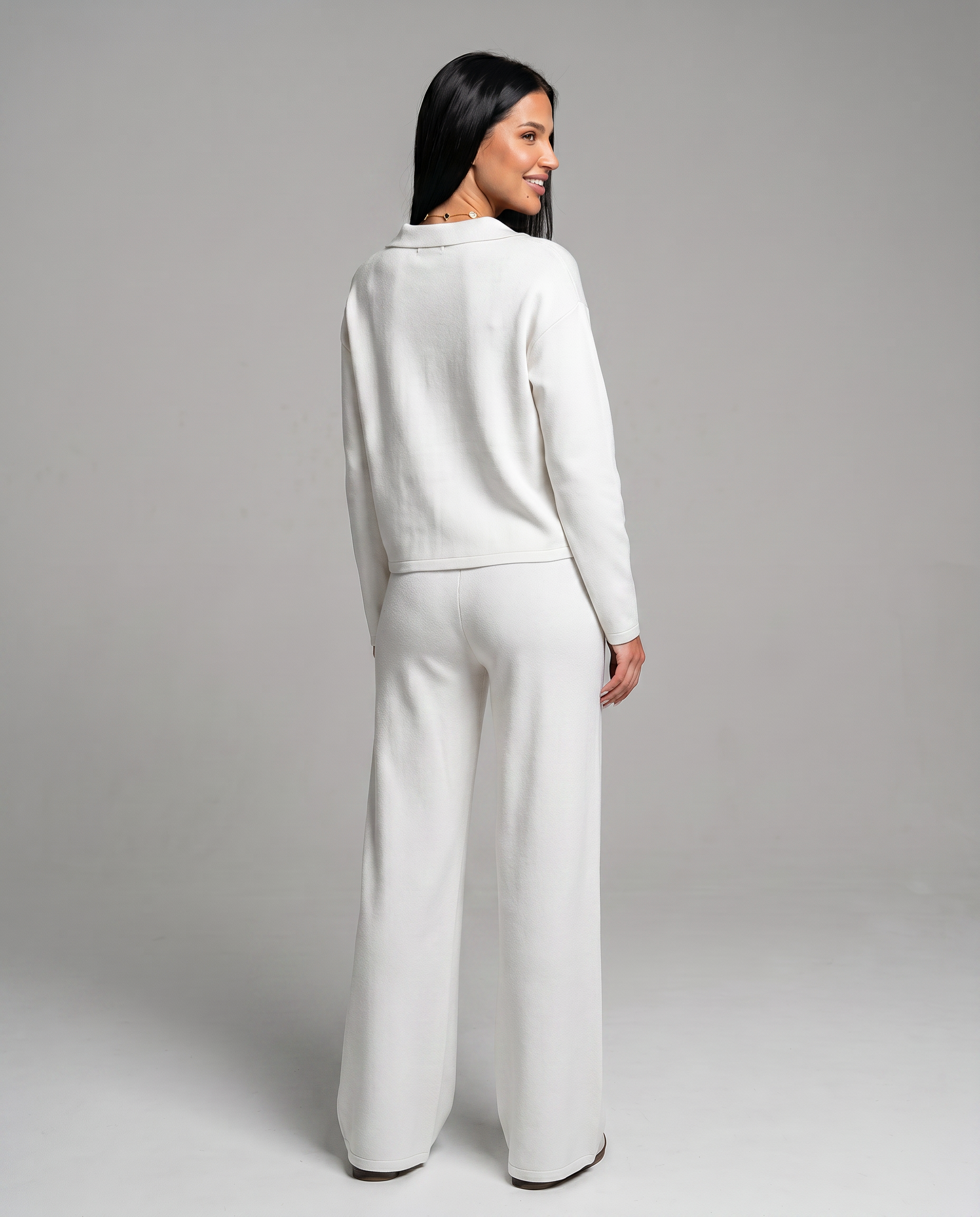 Relaxed Two-Piece Set With Wide-Leg Pants