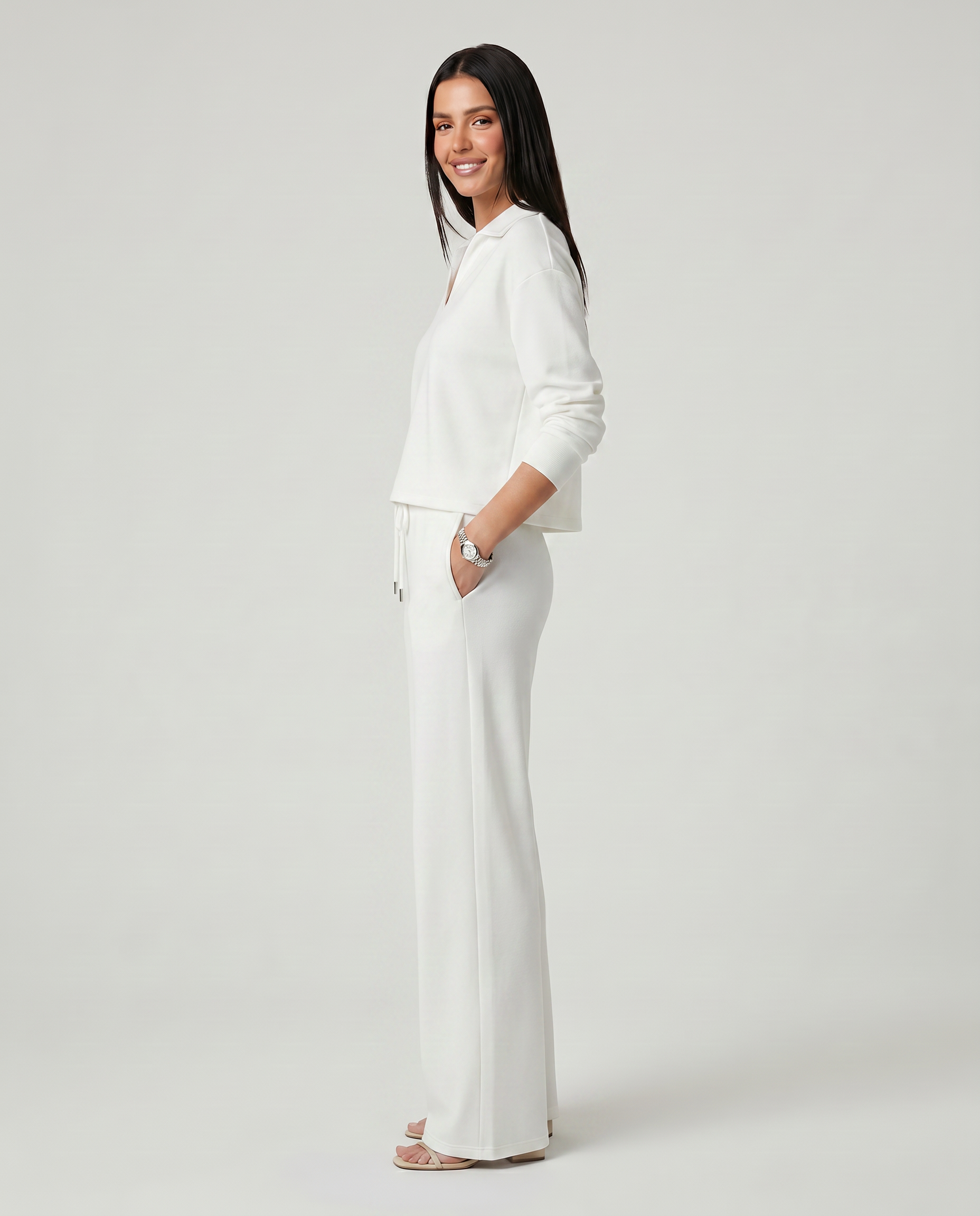 Relaxed Two-Piece Set With Wide-Leg Pants
