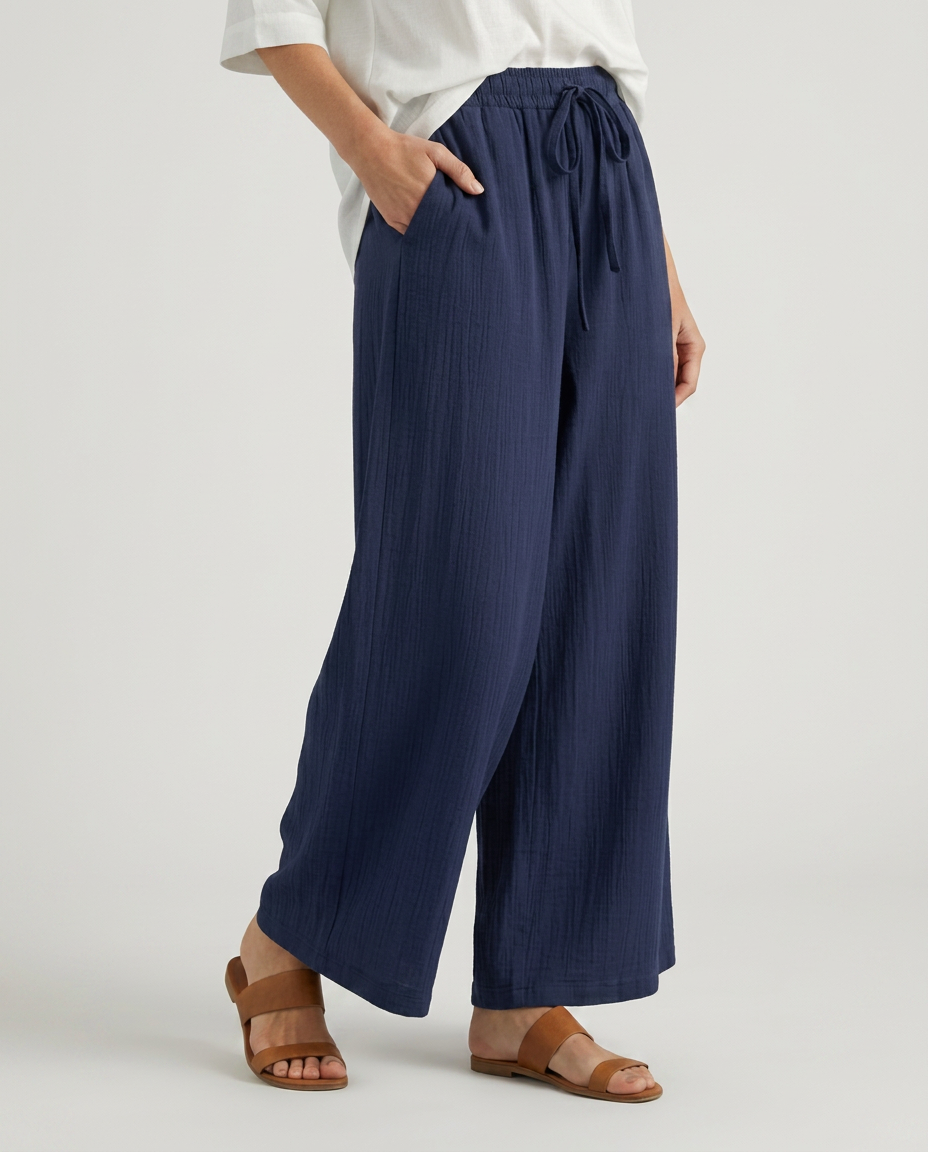 Relaxed Wide-Leg Trousers With Drawstring