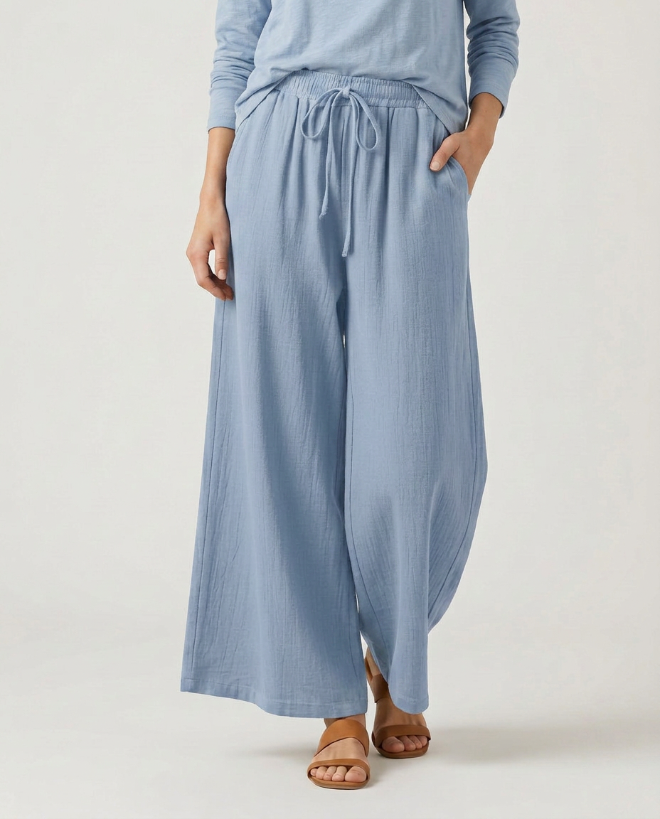 Relaxed Wide-Leg Trousers With Drawstring