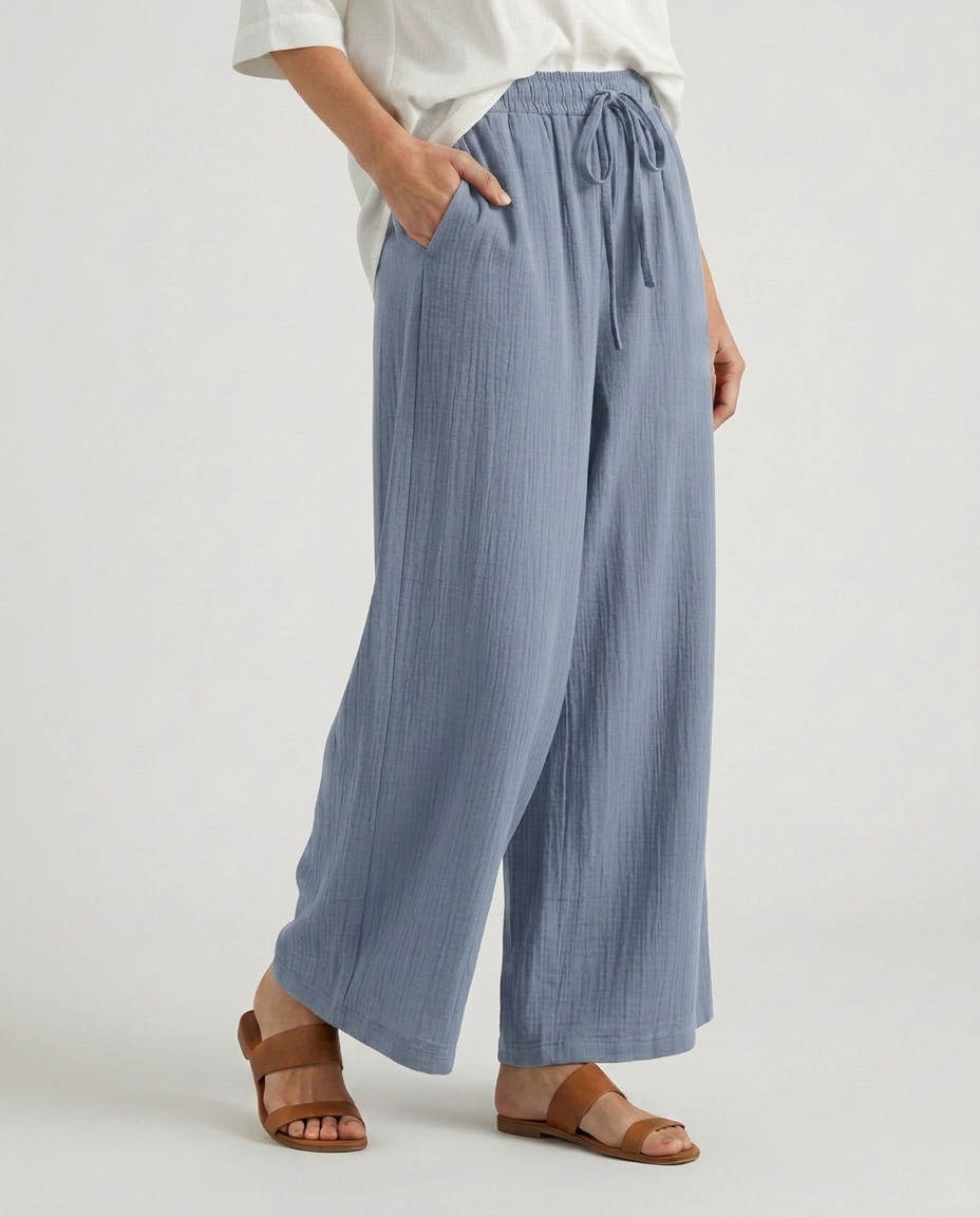 Relaxed Wide-Leg Trousers With Drawstring