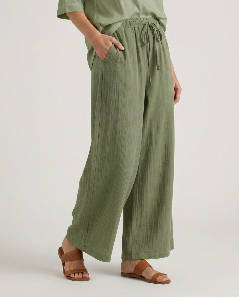 Relaxed Wide-Leg Trousers With Drawstring