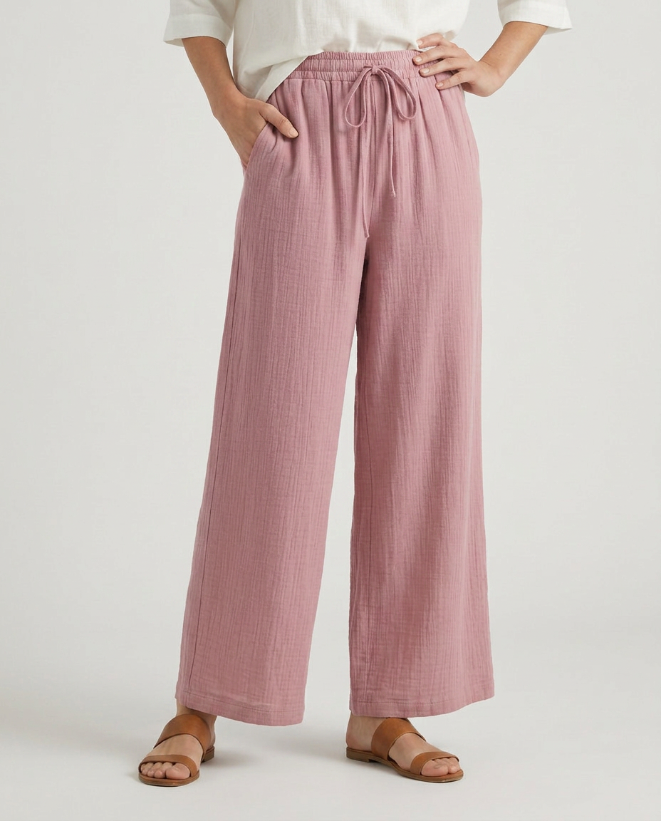 Relaxed Wide-Leg Trousers With Drawstring