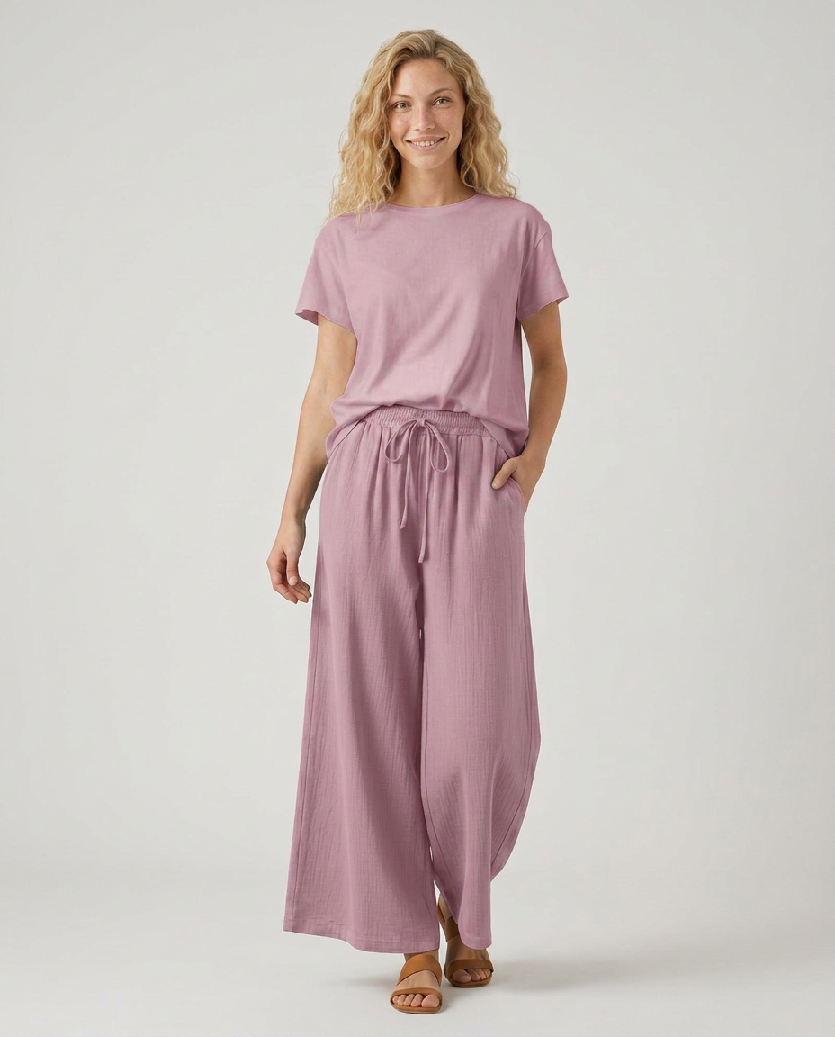 Relaxed Wide-Leg Trousers With Drawstring