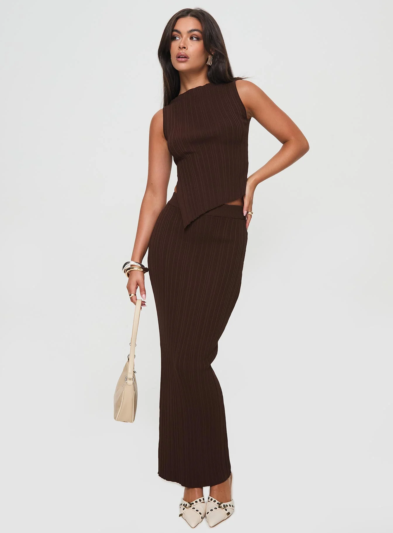 Ribbed Asymmetrical Two-Piece Set
