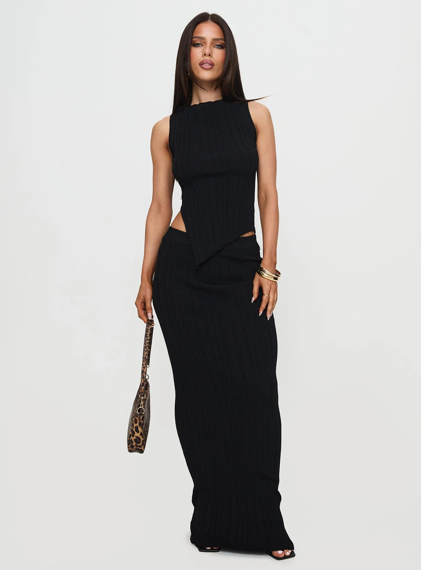 Ribbed Asymmetrical Two-Piece Set