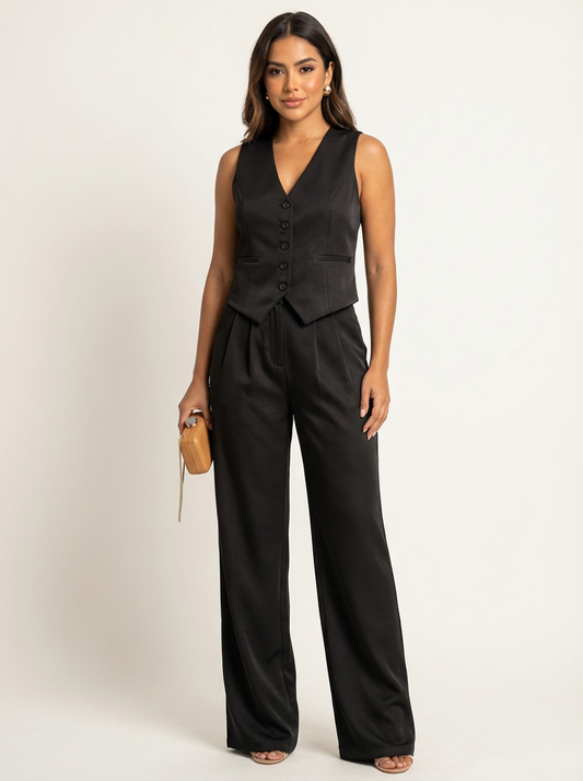 Sleeveless Tailored Open-Front Blazer Set