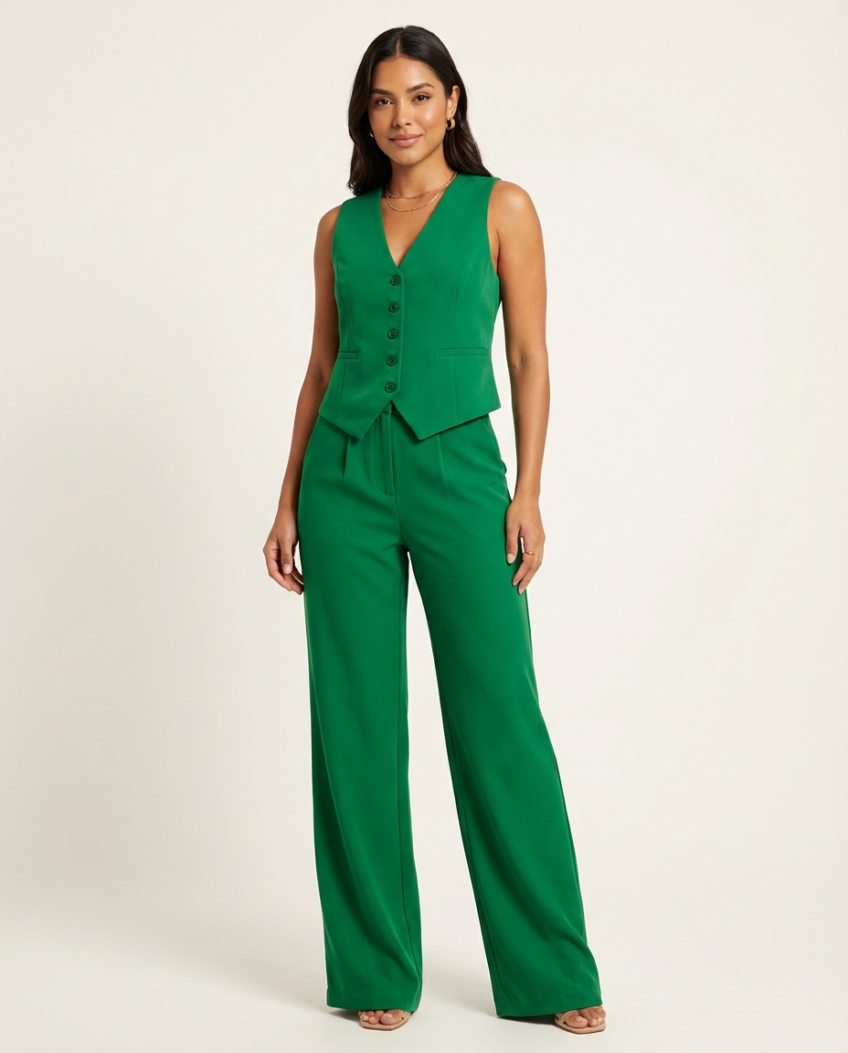 Sleeveless Tailored Open-Front Blazer Set