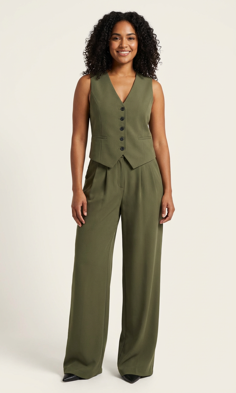 Sleeveless Tailored Open-Front Blazer Set