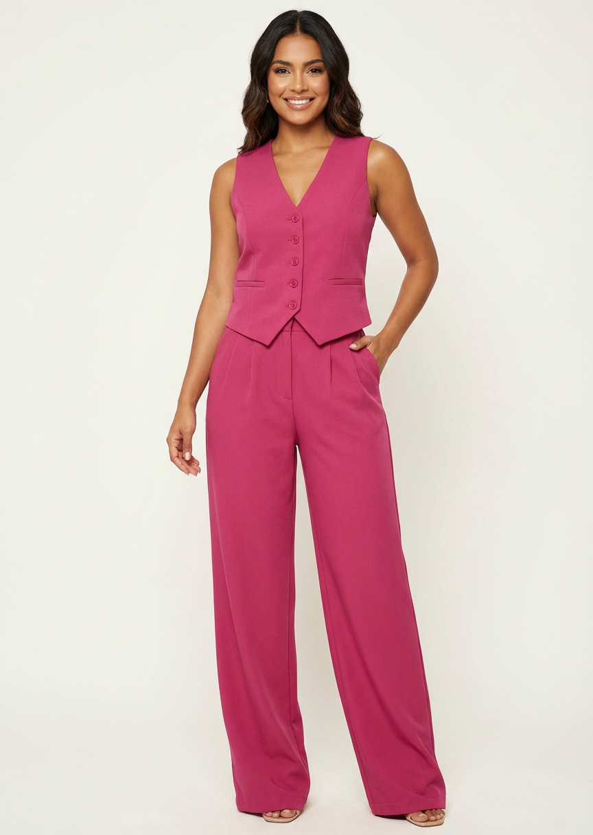 Sleeveless Tailored Open-Front Blazer Set