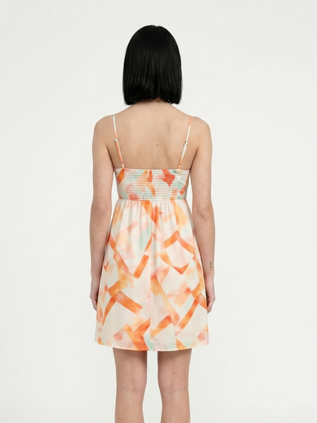 Square-Neck Mini Dress With Abstract Print