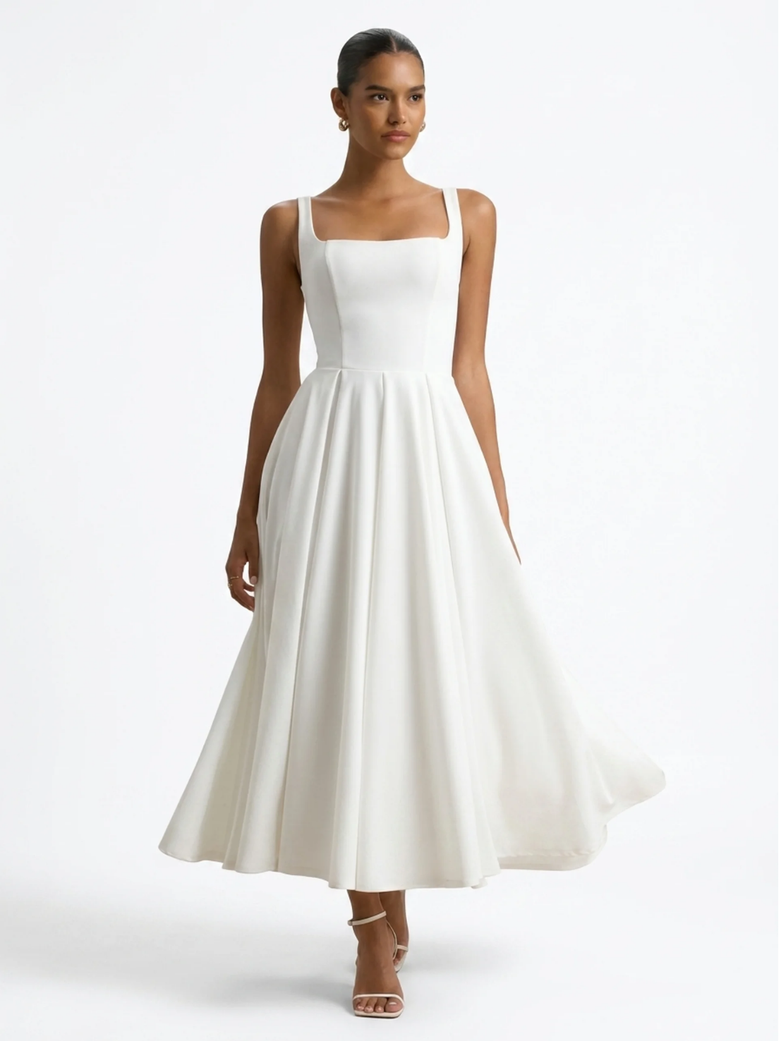 Strappy Square Neck Midi Dress