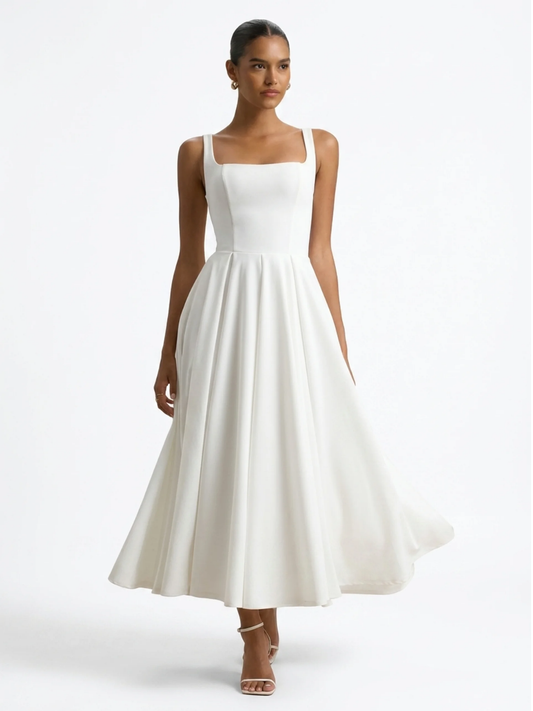 Strappy Square Neck Midi Dress