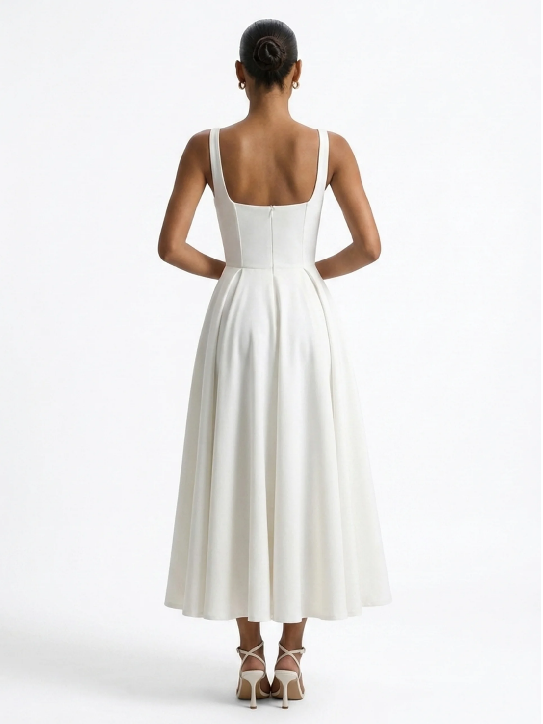 Strappy Square Neck Midi Dress