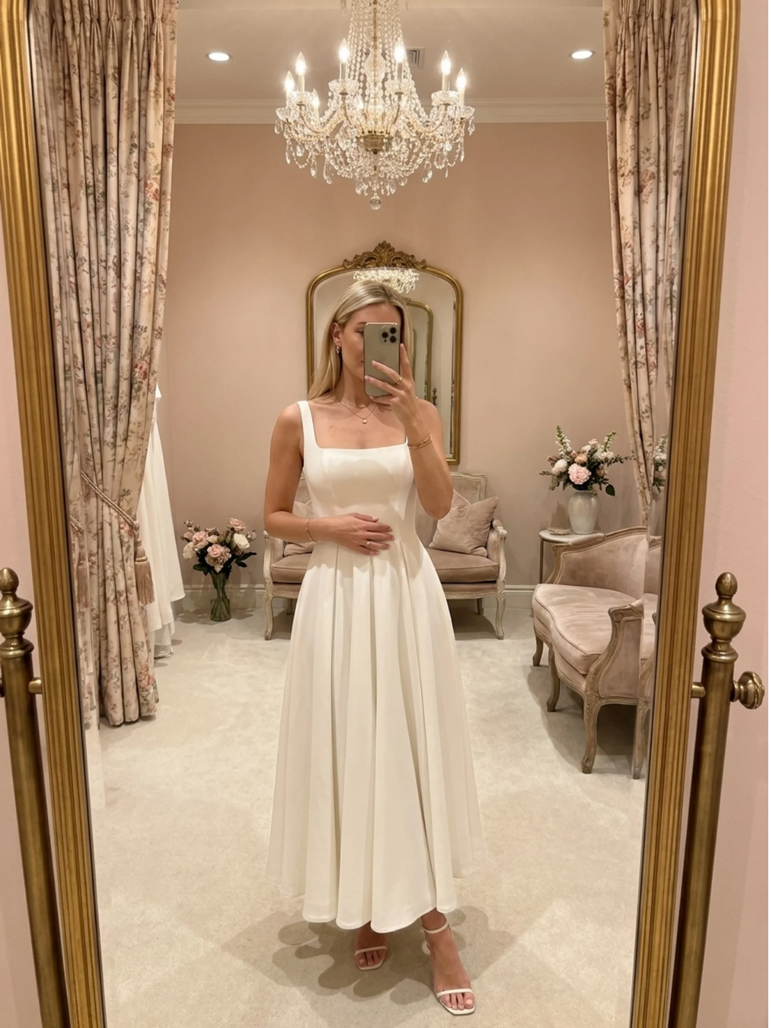 Strappy Square Neck Midi Dress