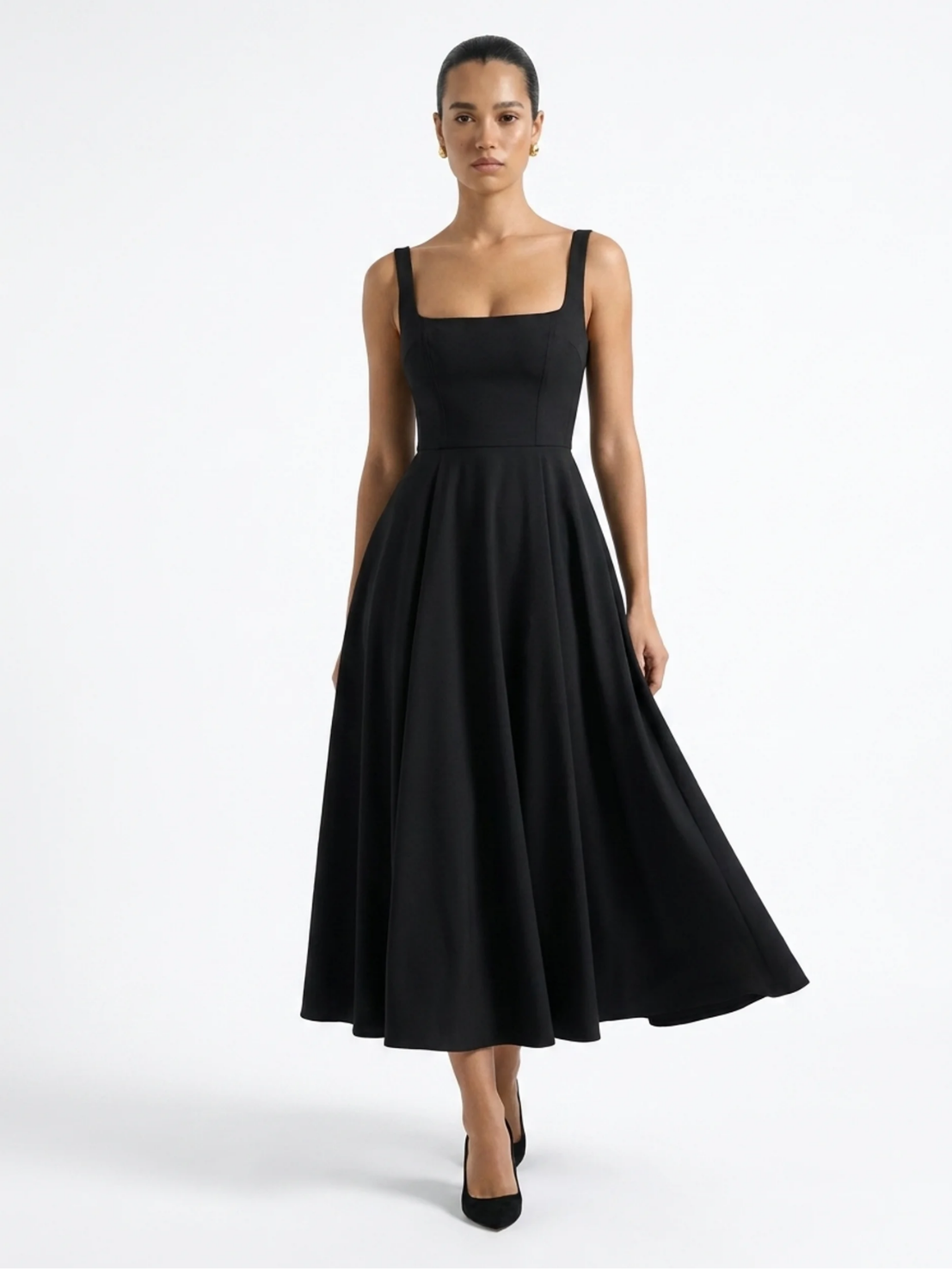 Strappy Square Neck Midi Dress