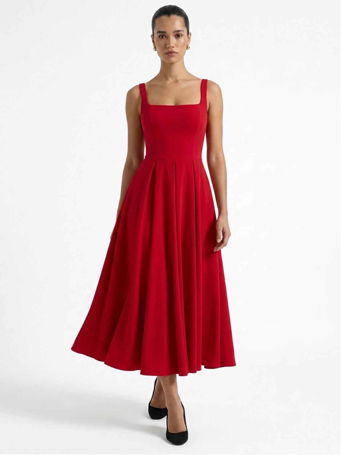 Strappy Square Neck Midi Dress