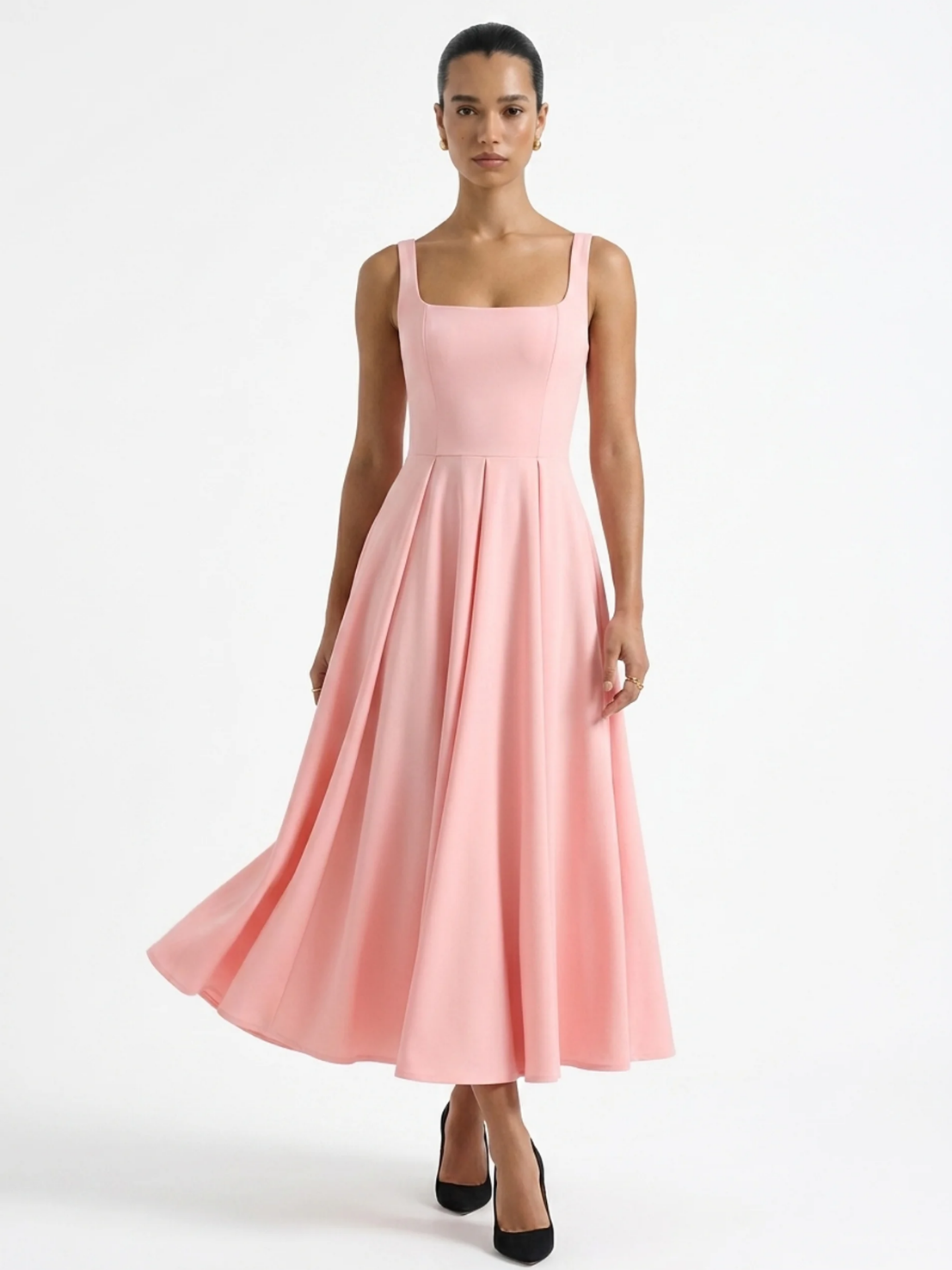 Strappy Square Neck Midi Dress