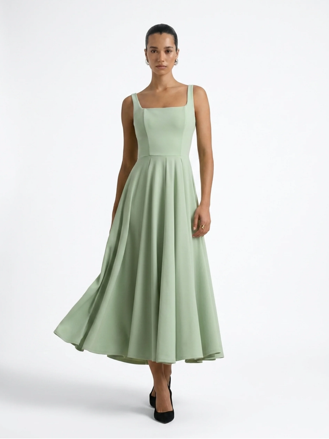 Strappy Square Neck Midi Dress