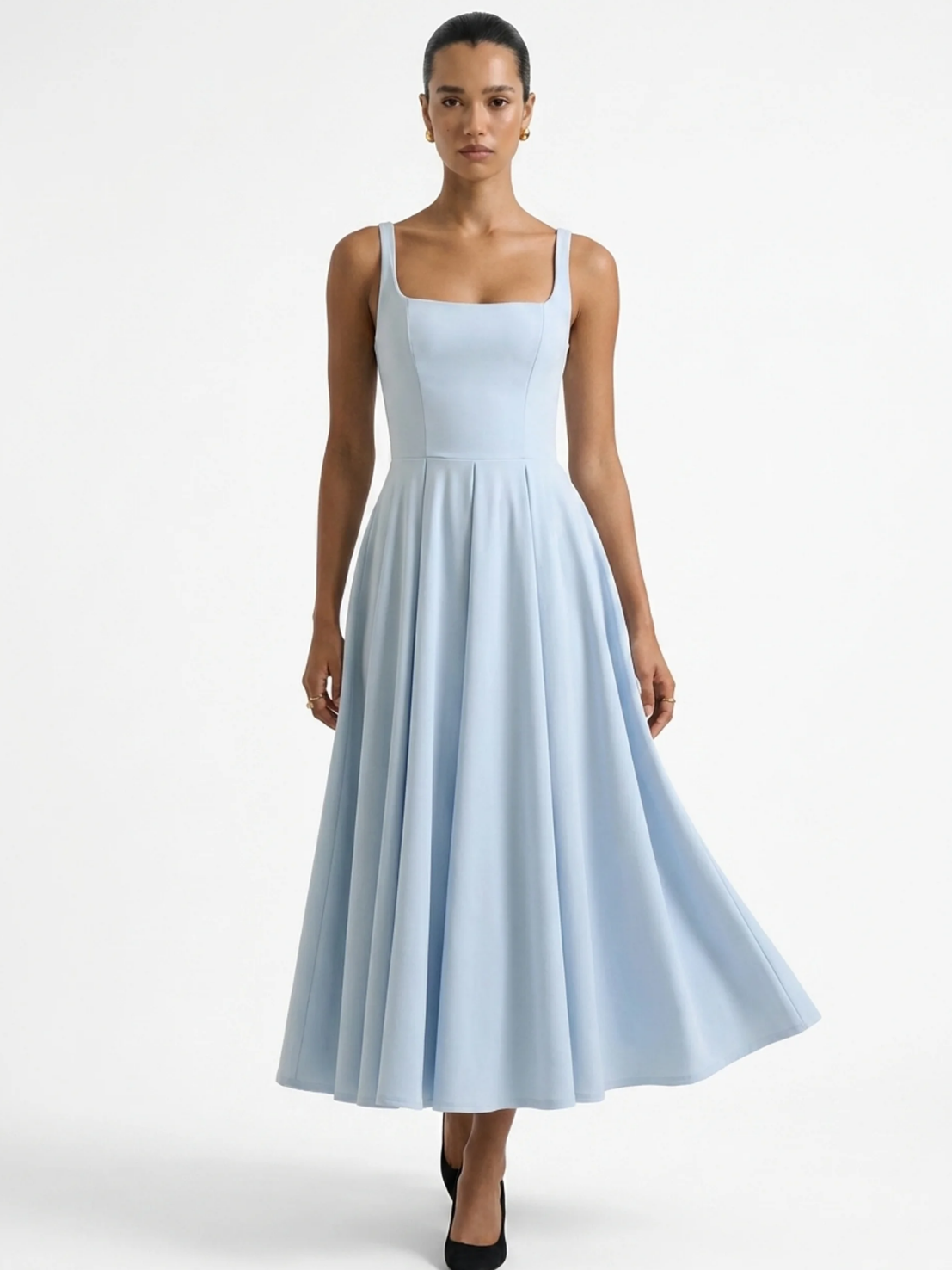 Strappy Square Neck Midi Dress
