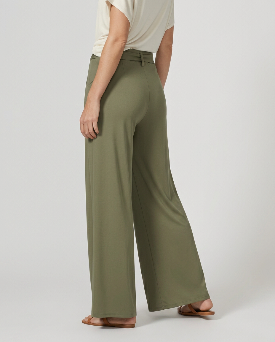 Tie-Waist Wide-Leg Trousers