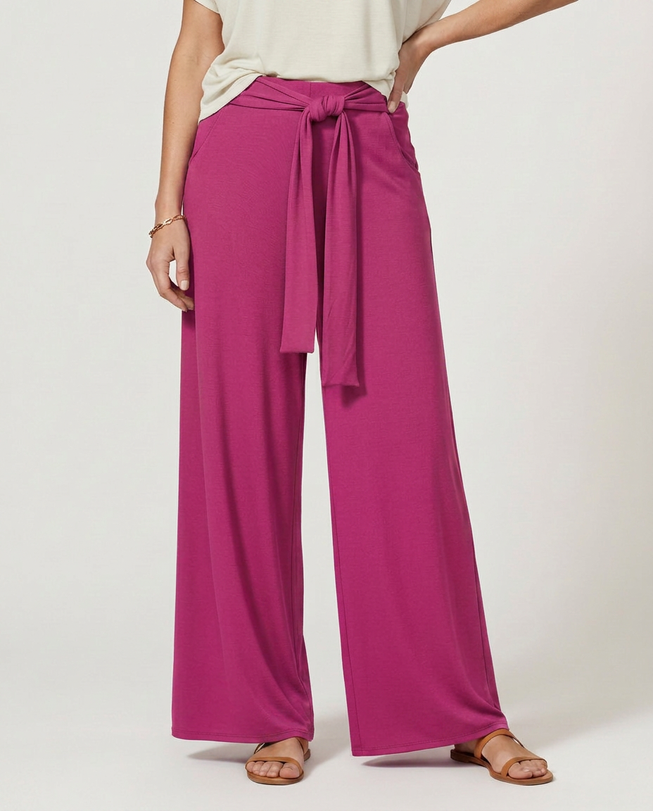 Tie-Waist Wide-Leg Trousers