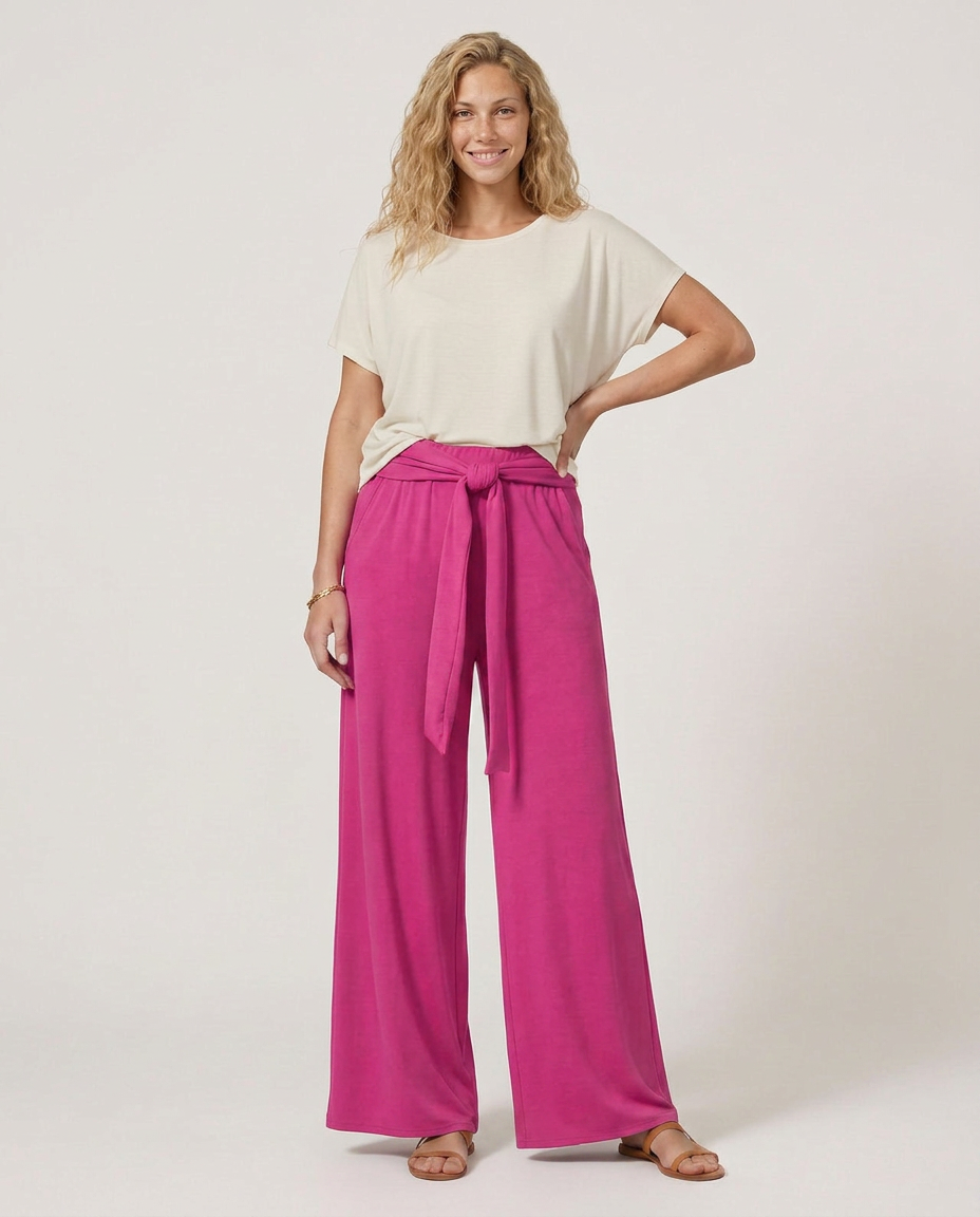 Tie-Waist Wide-Leg Trousers