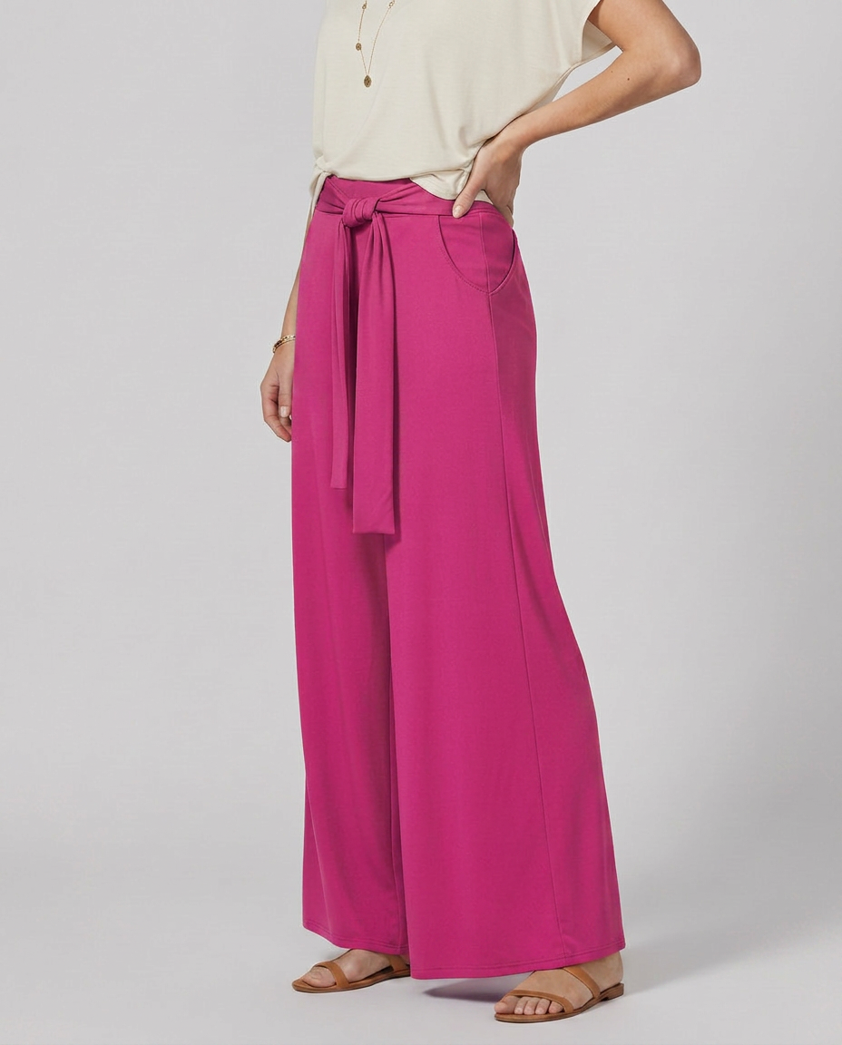 Tie-Waist Wide-Leg Trousers
