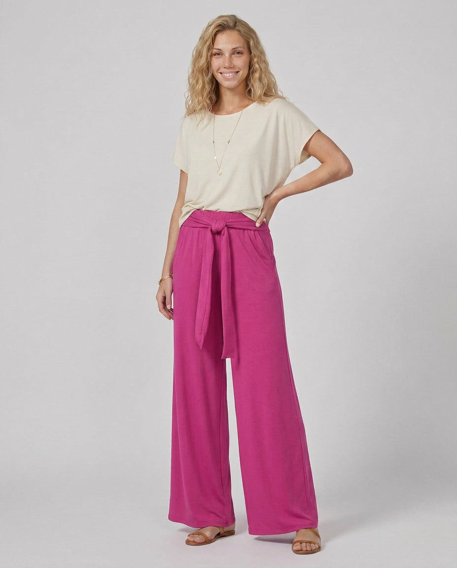 Tie-Waist Wide-Leg Trousers