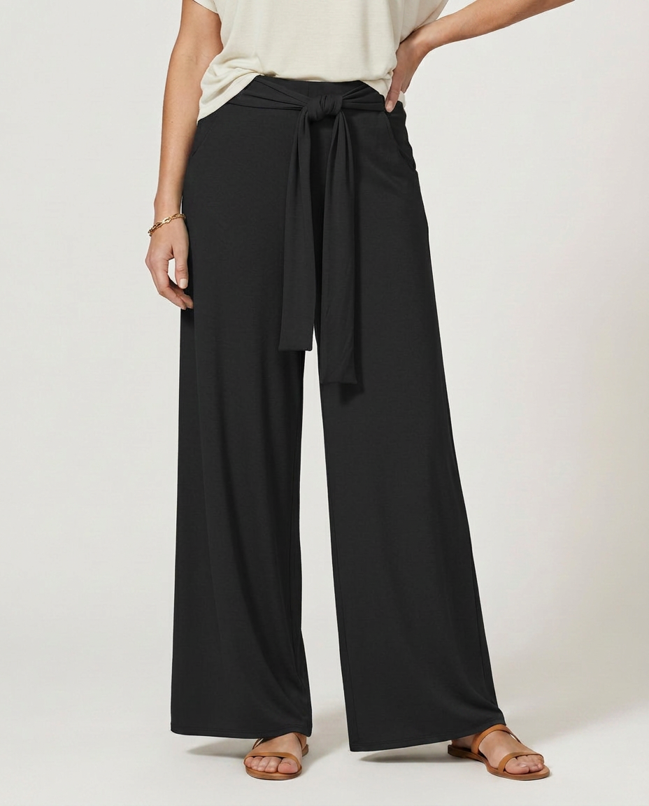 Tie-Waist Wide-Leg Trousers
