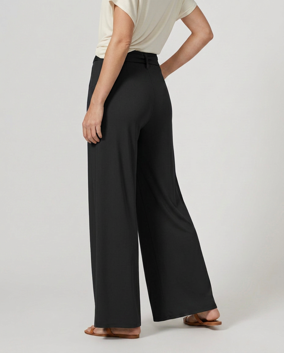 Tie-Waist Wide-Leg Trousers