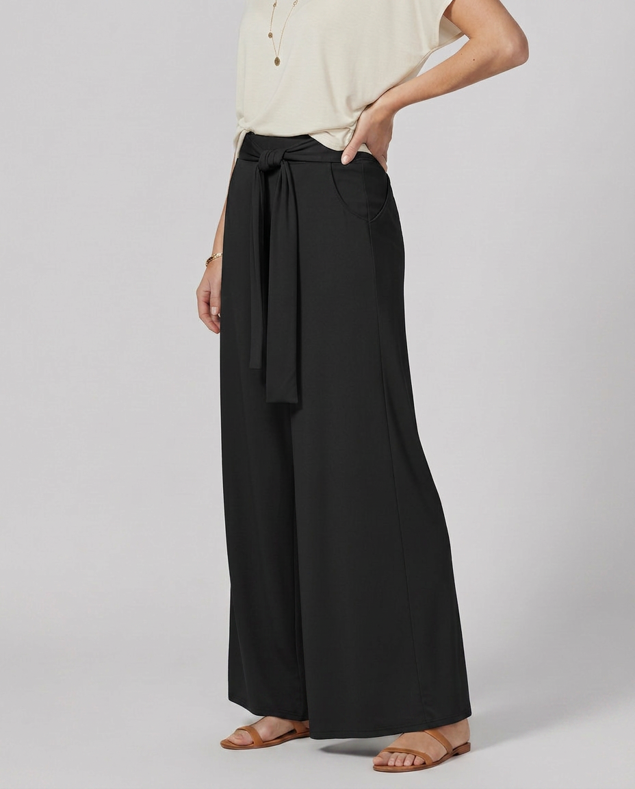 Tie-Waist Wide-Leg Trousers