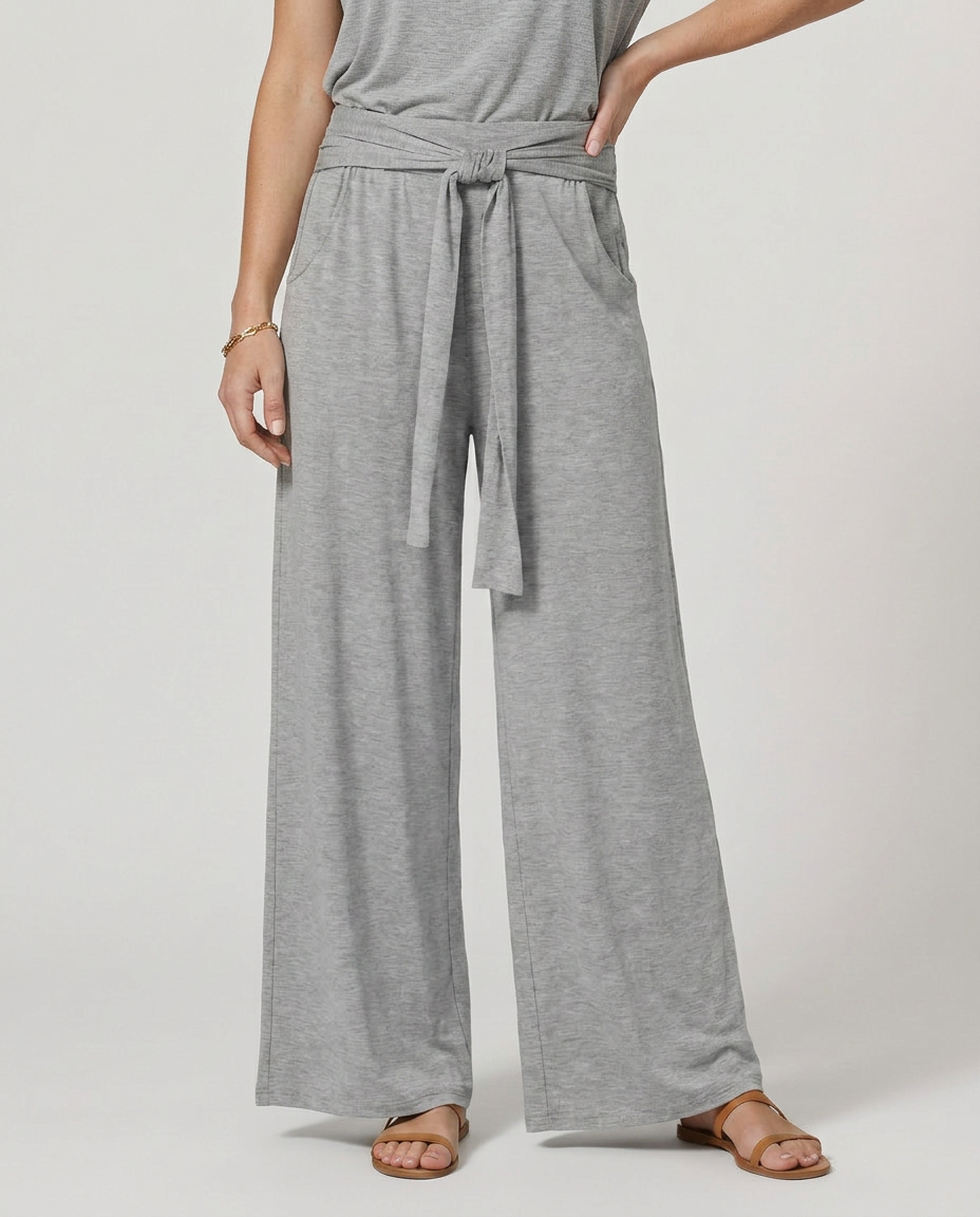 Tie-Waist Wide-Leg Trousers
