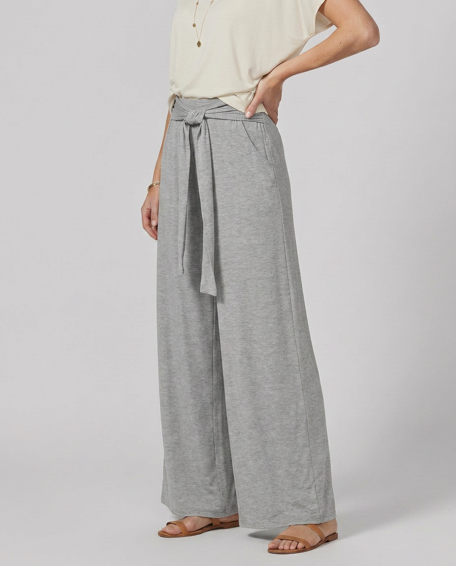 Tie-Waist Wide-Leg Trousers