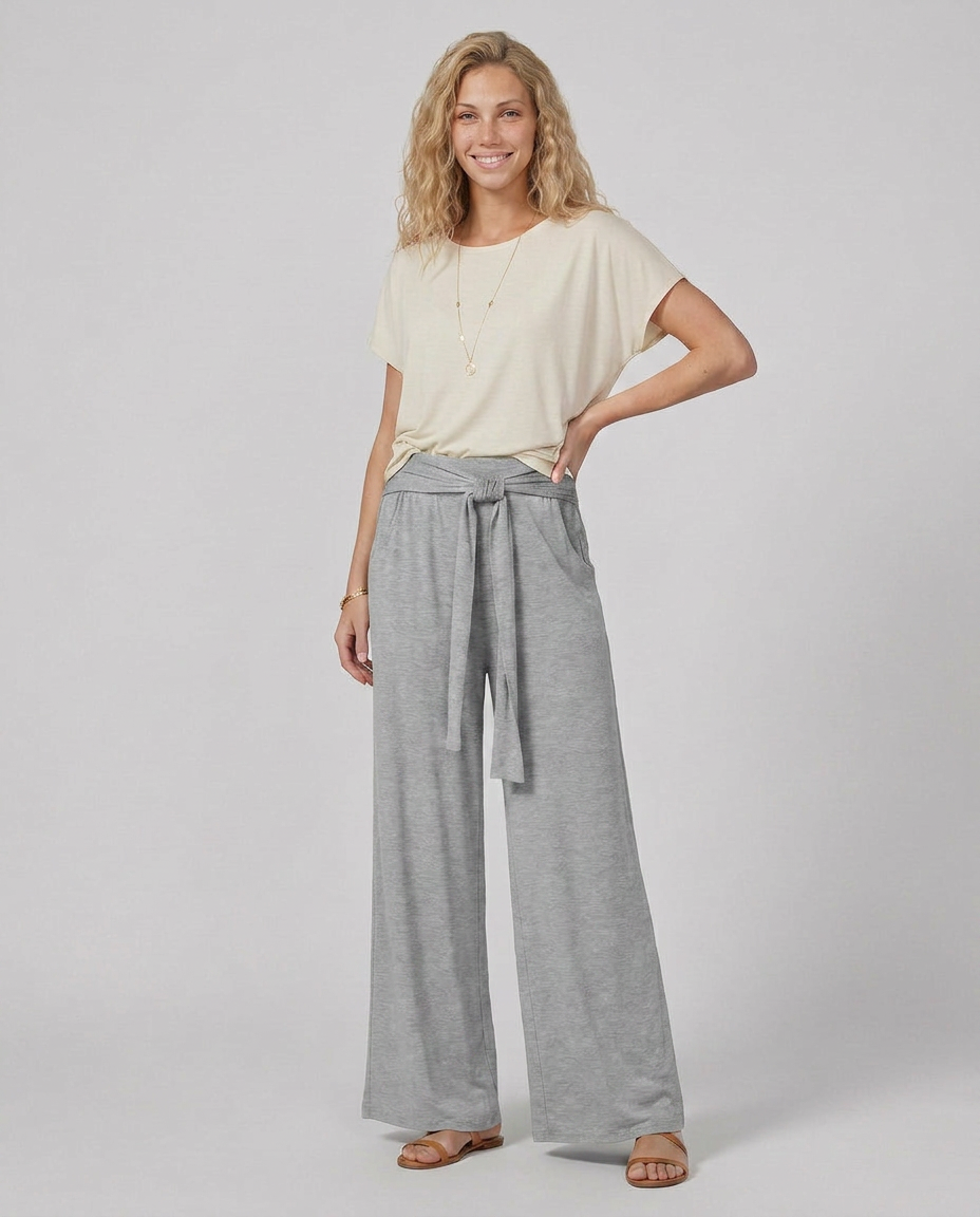 Tie-Waist Wide-Leg Trousers