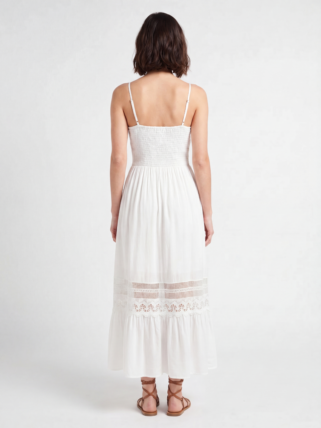 V-Neck Lace-Trim Maxi Dress