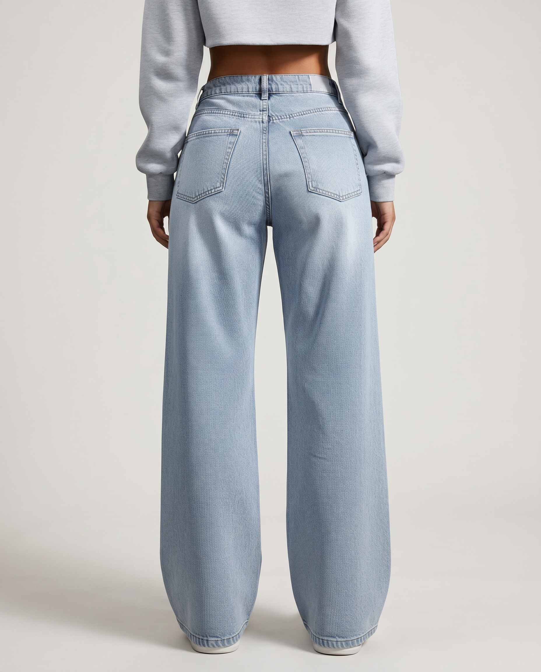 Wide-Leg Denim Jeans with Long Hem