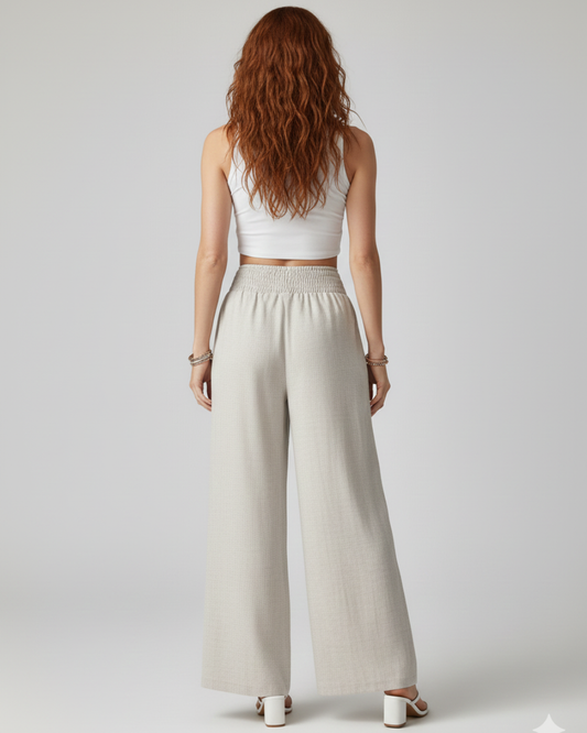 Wide-Leg Pants With Elastic Waist