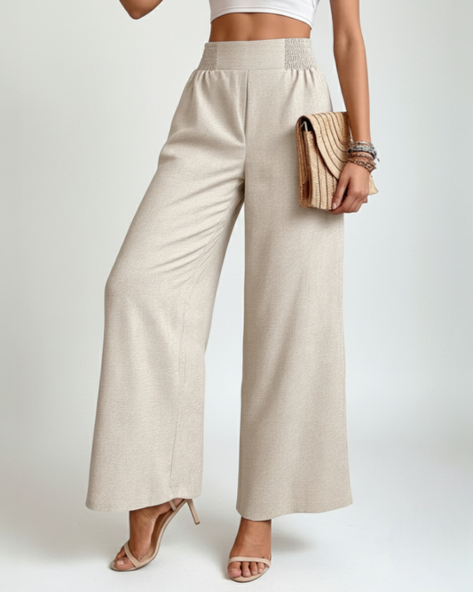 Wide-Leg Pants With Elastic Waist