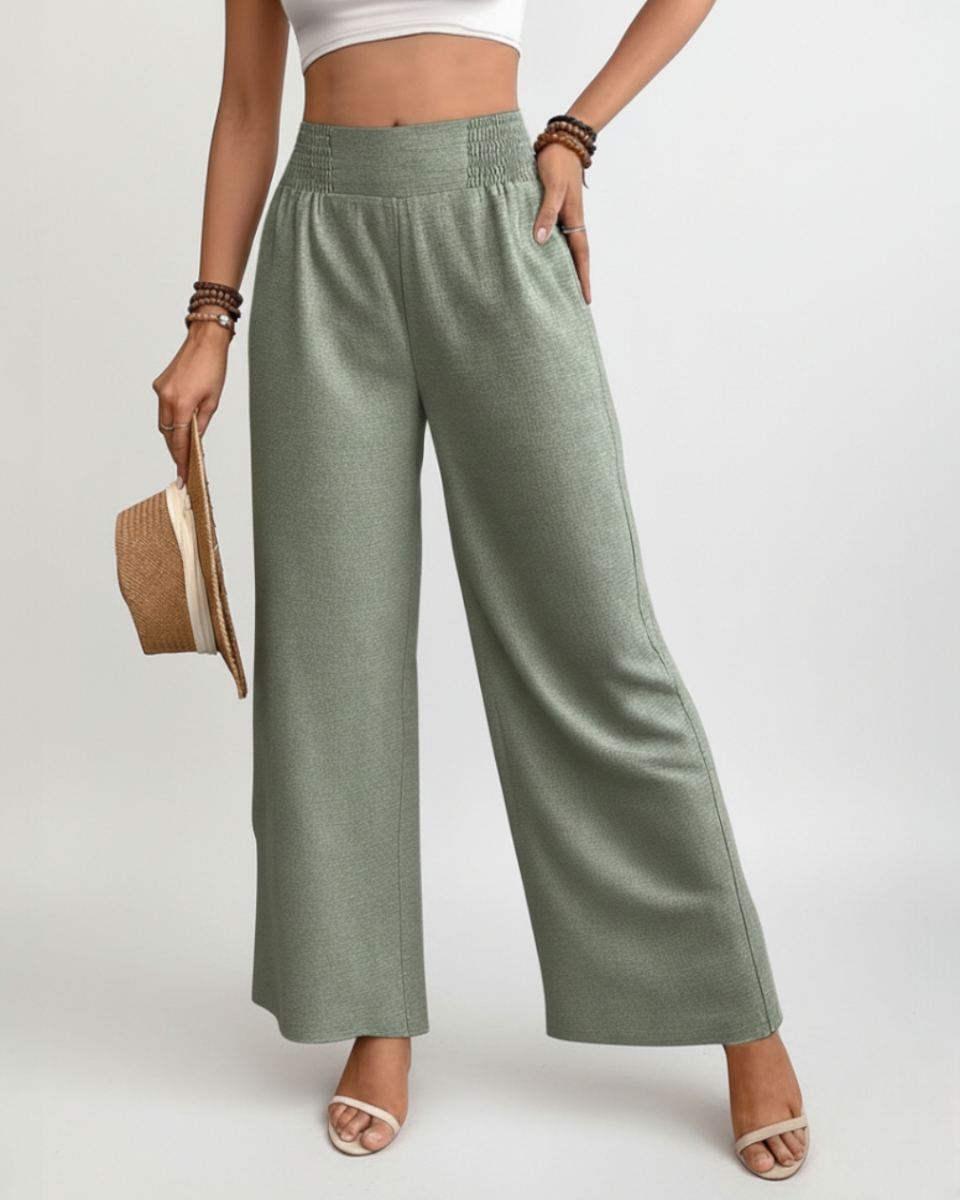 Wide-Leg Pants With Elastic Waist