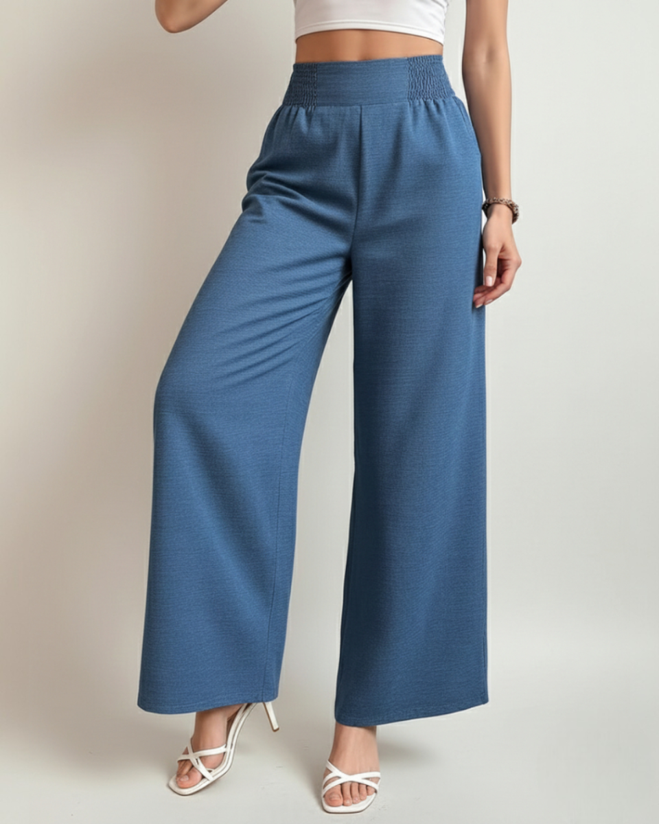 Wide-Leg Pants With Elastic Waist