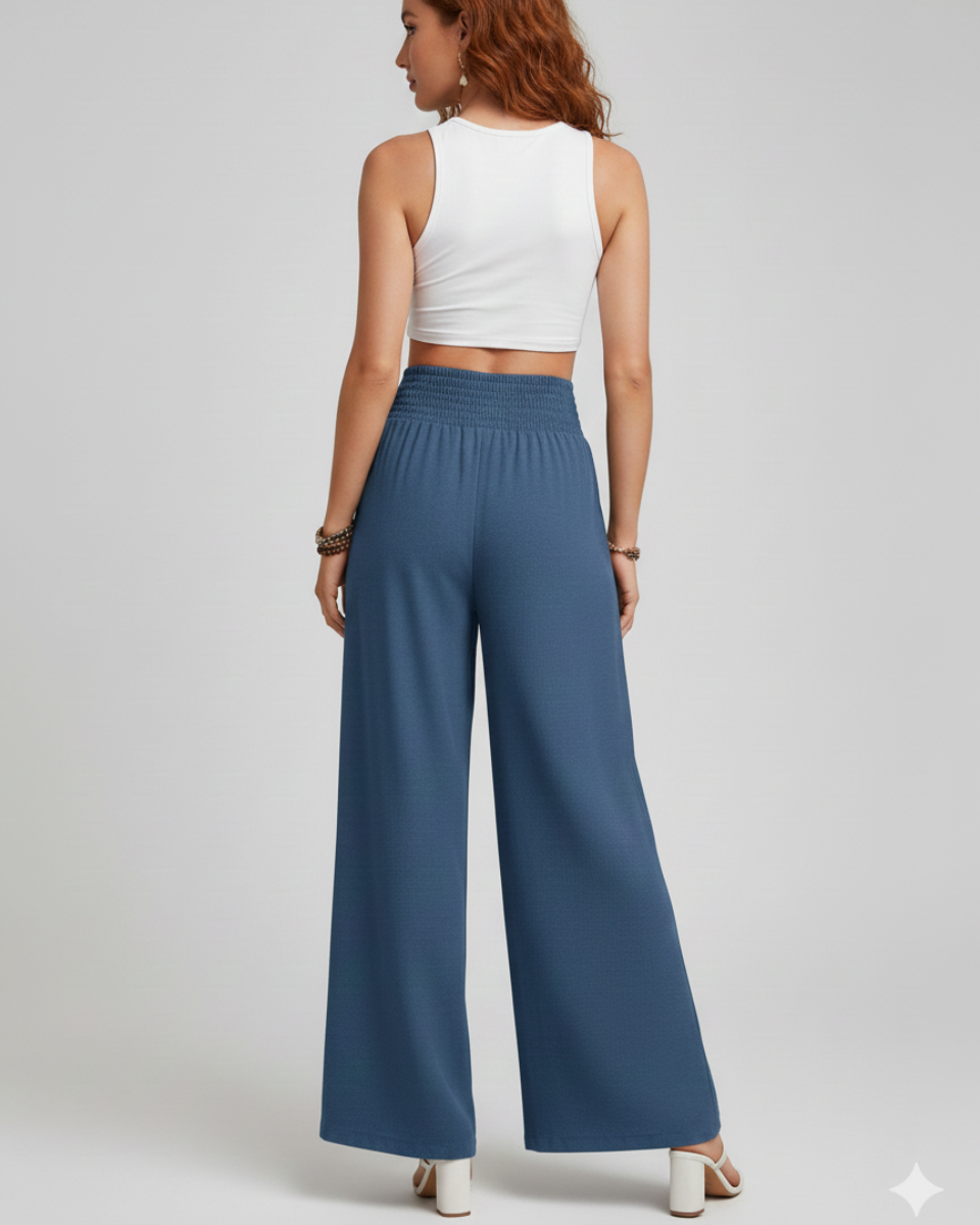 Wide-Leg Pants With Elastic Waist
