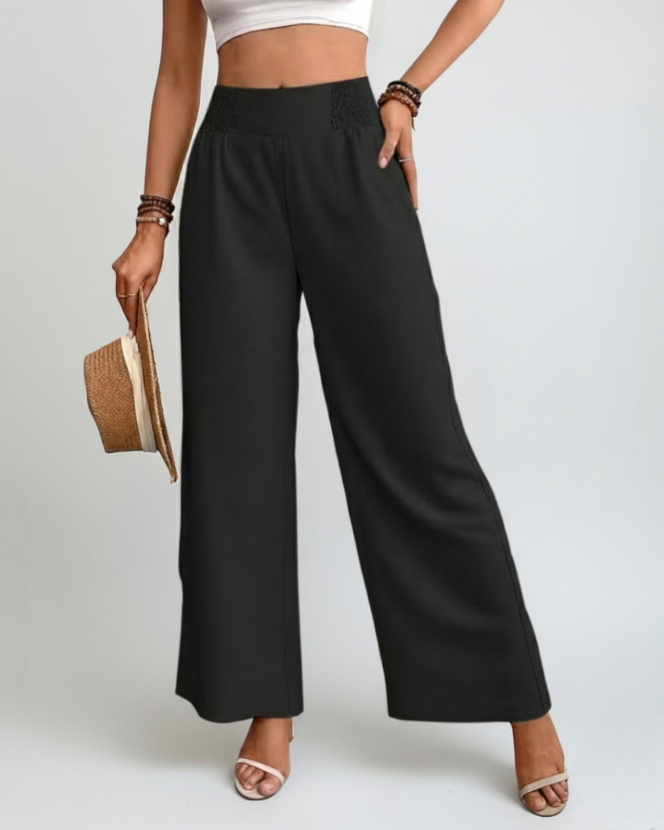 Wide-Leg Pants With Elastic Waist